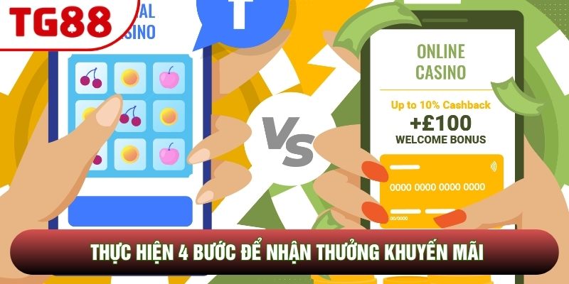 Thực hiện 4 bước để nhận thưởng khuyến mãi Thực hiện 4 bước để nhận thưởng khuyến mãi